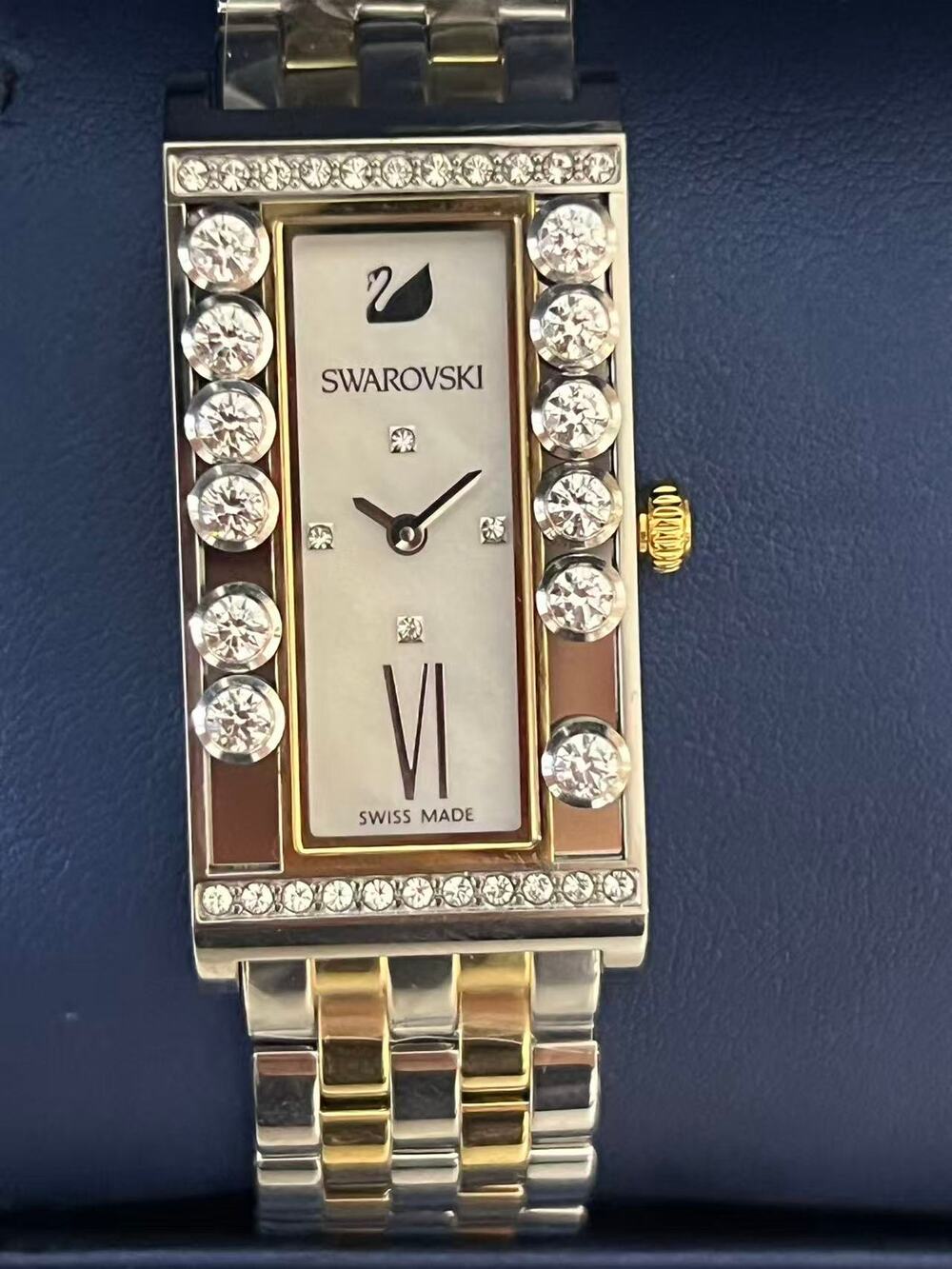 Swarovski Lovely Crystals Square Watch 5096689 2-Tone Moving Crystals Swiss
